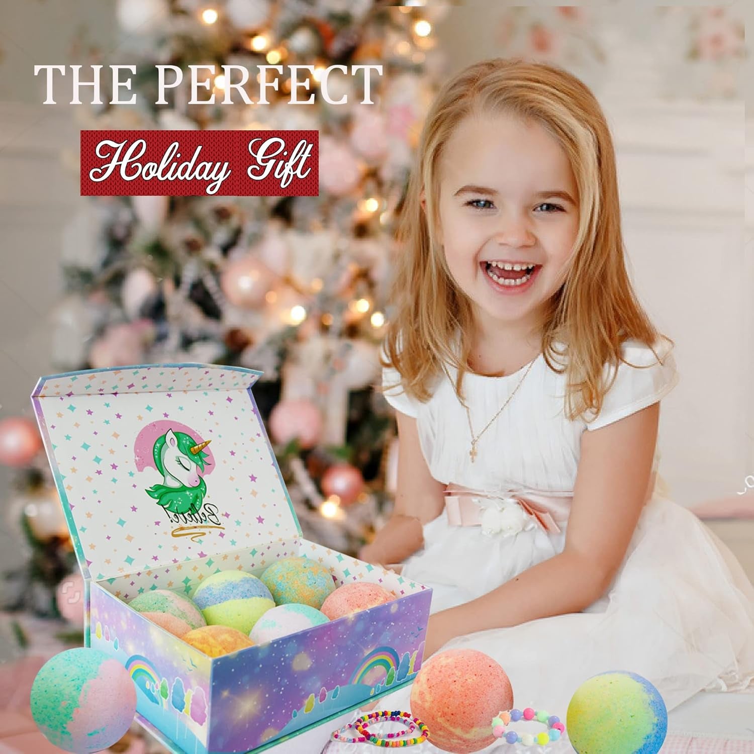 Bath Bombs for Kids with Surprise Inside, Unicorn Bath Bombs for Girls with Jewelry & Jewelry Box for Kid - Organic, Skin Moisturizing, Natural Bubble Bath, Stocking Stuffers Christmas Gift for Girls