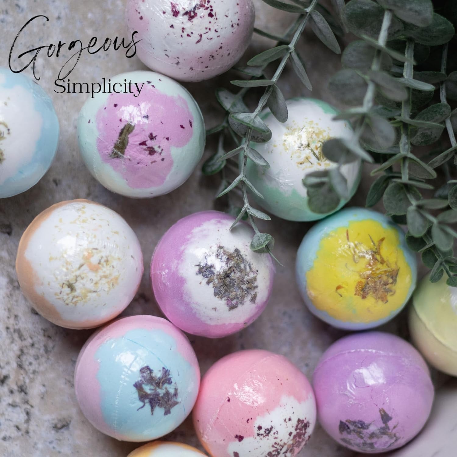 Inspire Bath Bombs for Women, 12 Gorgerous Flower Bath Bombs Topped with Dried Flowers, Luxurious Mother'S Day Gift Set, Brithday Gift, Easter Gift or for Creating Lush Self Care Moment