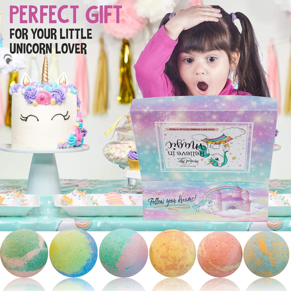 Bath Bombs for Kids with Surprise Inside, Unicorn Bath Bombs for Girls with Jewelry & Jewelry Box for Kid - Organic, Skin Moisturizing, Natural Bubble Bath, Stocking Stuffers Christmas Gift for Girls