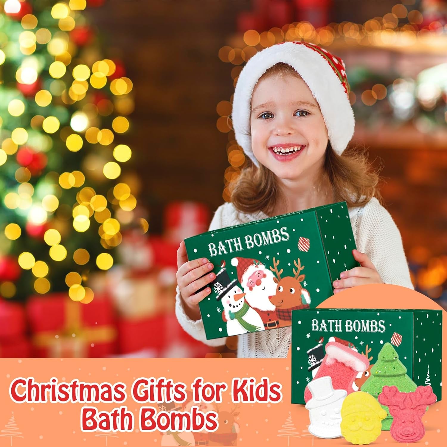 Bath Bombs for Kids, Christmas Bath Bombs for Women Girls Boys Toddler, 14 Packs Mini Bath Bombs Gift Set, Bubble Bath Fizzies Ball with Christmas, Tree Santa Claus, Snow Man, Reindeer and Stockings
