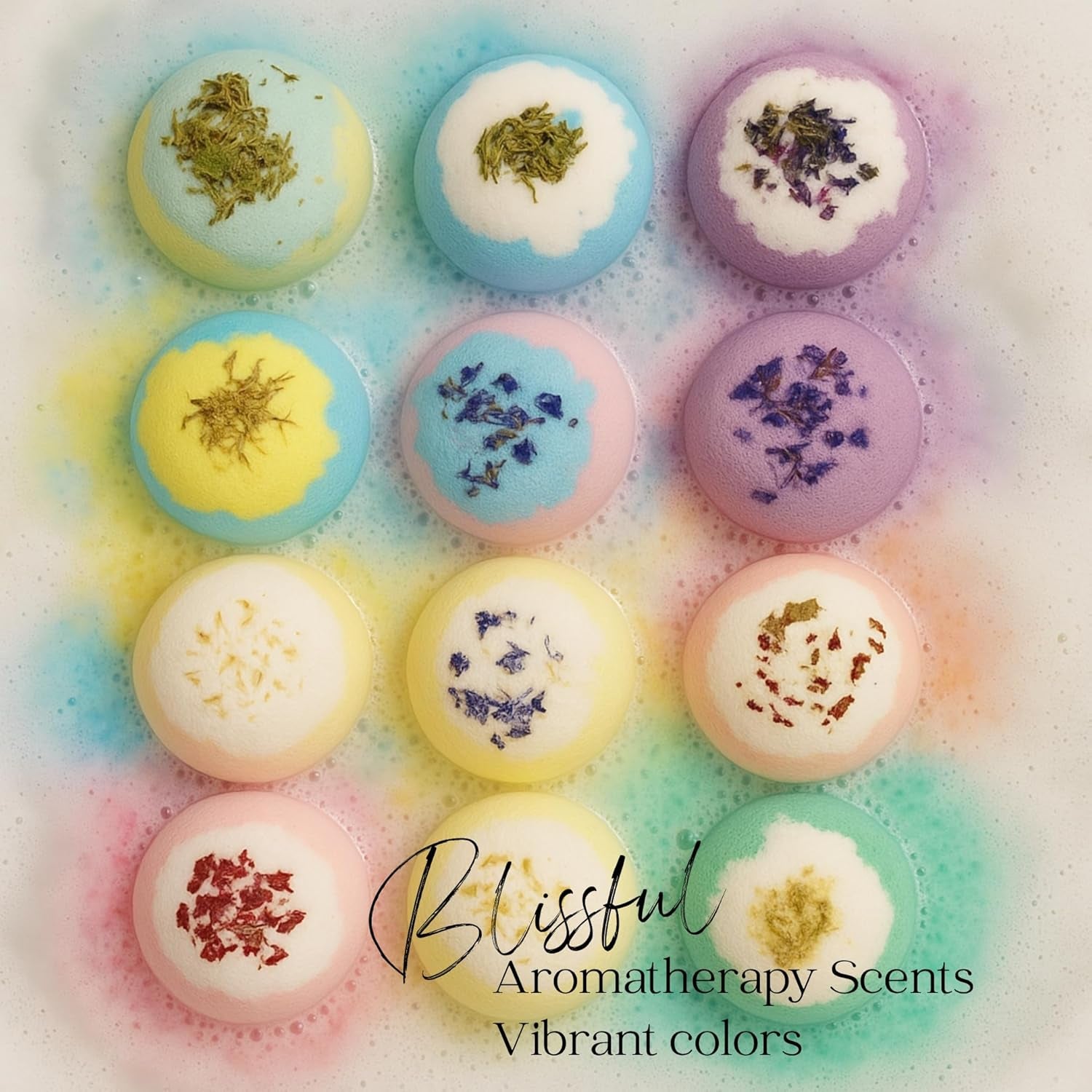 Inspire Bath Bombs for Women, 12 Gorgerous Flower Bath Bombs Topped with Dried Flowers, Luxurious Mother'S Day Gift Set, Brithday Gift, Easter Gift or for Creating Lush Self Care Moment