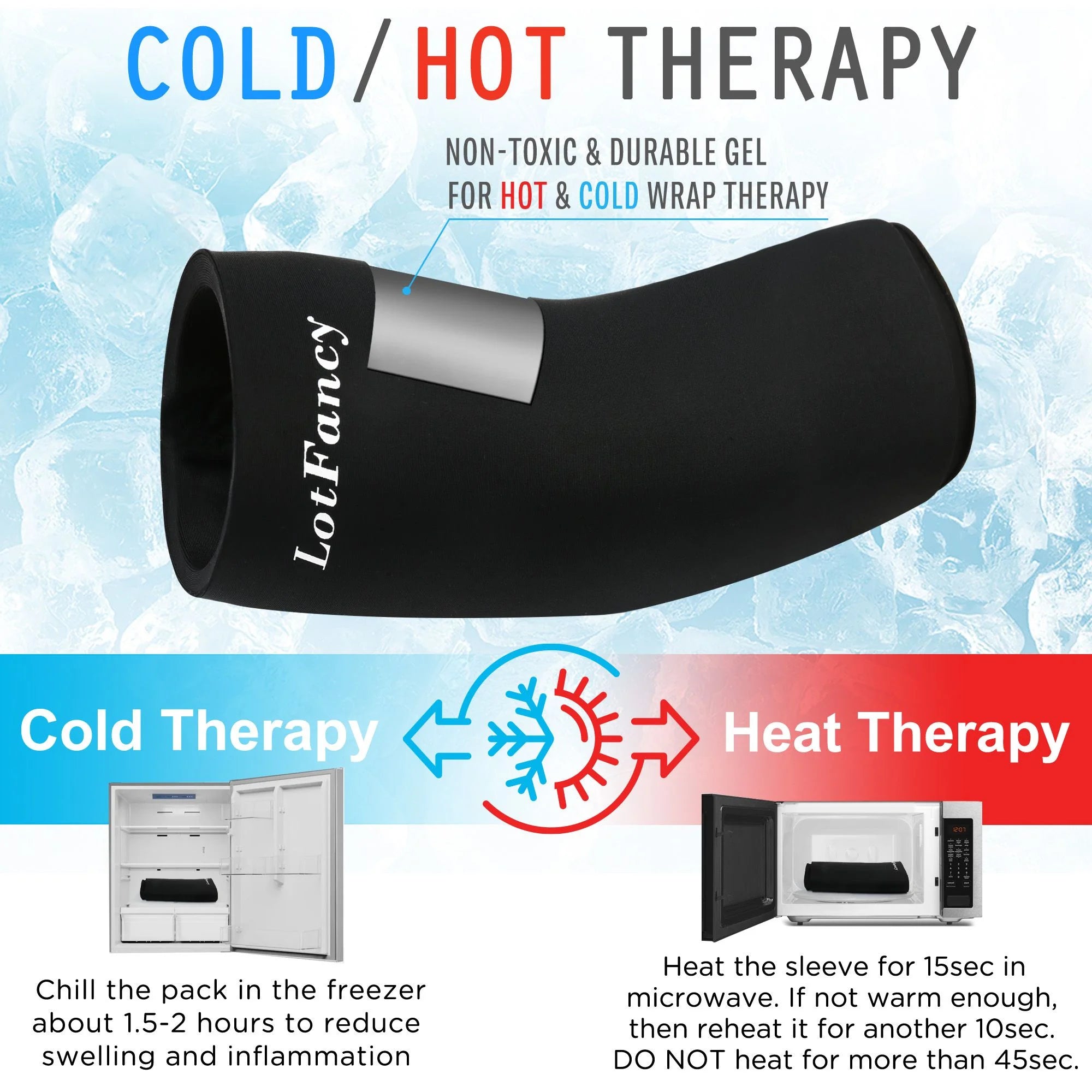 Athletic Compression Sleeve, XL, Hot & Cold Therapy, Black