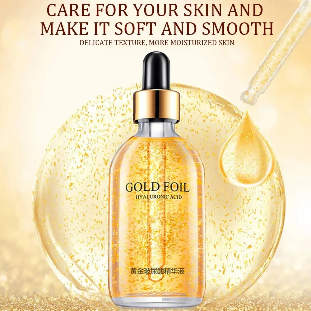 24K Gold Hyaluronic Acid Serum for Face Anti-Wrinkle Anti-Aging Brightening Moisturizing Skincare Facial Serum Essence Face Care