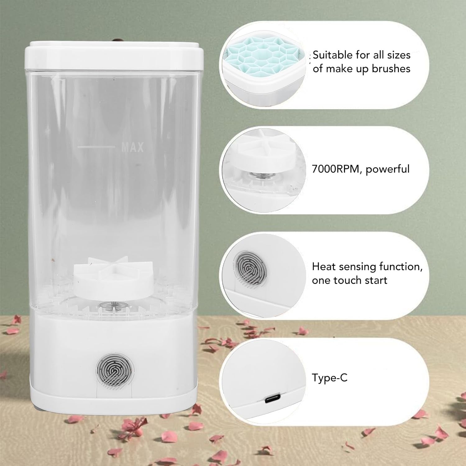 Electric Makeup Brush Cleaner Machine, USB Cosmetic Brush Cleaner, Two Modes, Quick Wash in Seconds, Cosmetic Brush Cleaning Tools