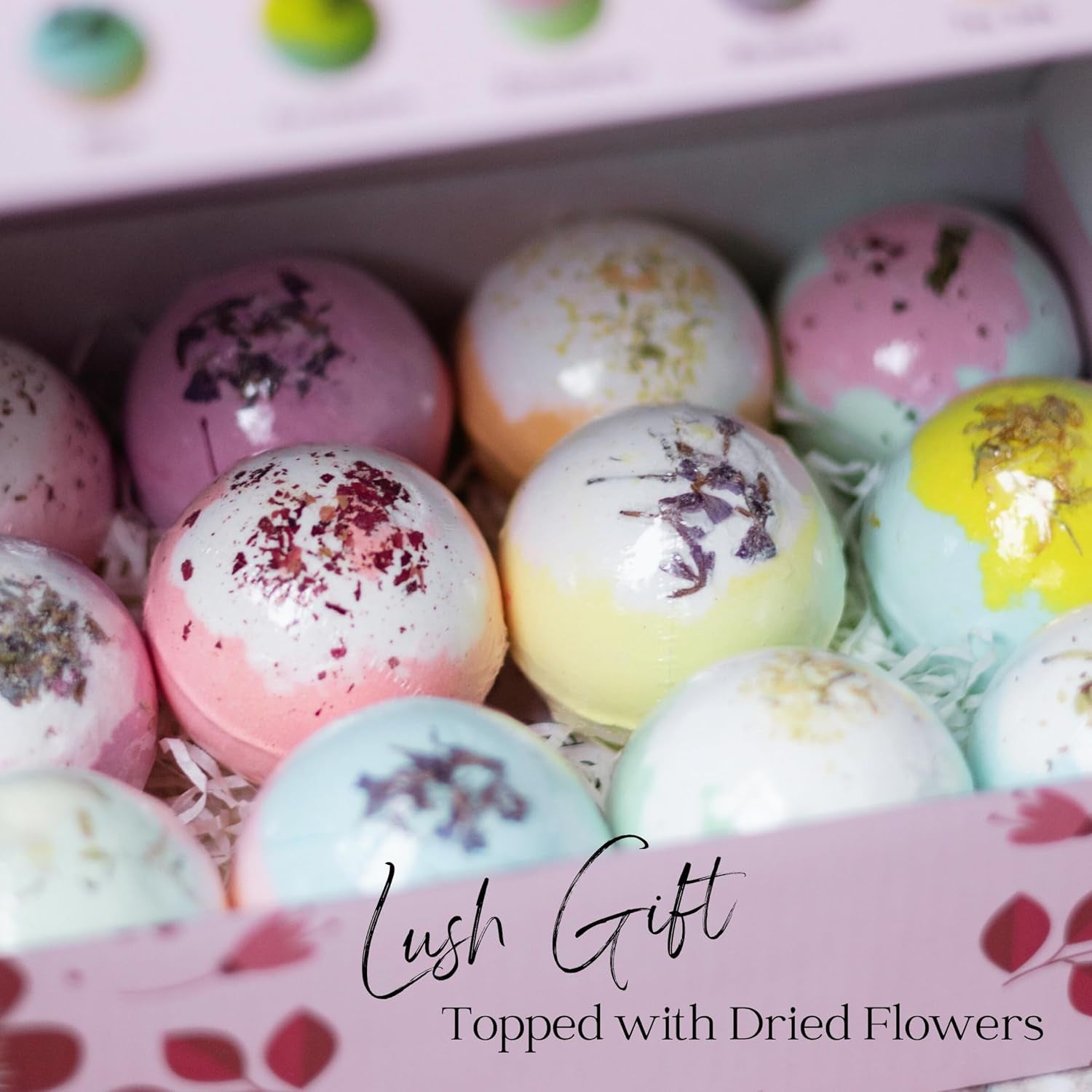 Inspire Bath Bombs for Women, 12 Gorgerous Flower Bath Bombs Topped with Dried Flowers, Luxurious Mother'S Day Gift Set, Brithday Gift, Easter Gift or for Creating Lush Self Care Moment
